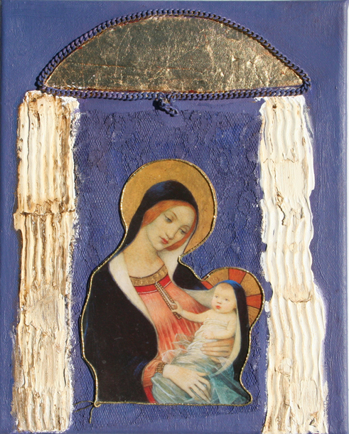 Moderne Ikon /Jomfru Maria og Jesubarnet - Annette Wolter
