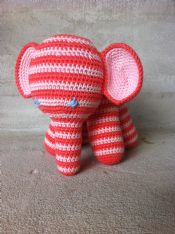 Hæklet elefant lille - lyserød/fersken
